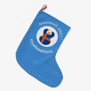 Grande Chaussette De Noël Drapeau d'Åland Angel.Hanouka 