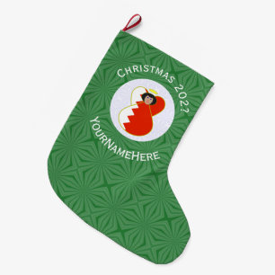 Grande Chaussette De Noël Drapeau de Bahreïn Ange Noël Personnalisé 