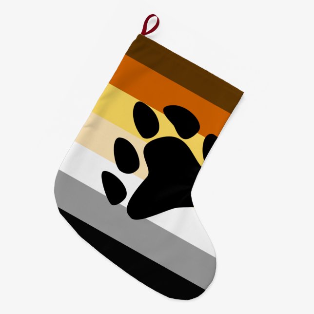 Grande Chaussette De Noël Drapeau de fierté de l'ours avec patte (Devant (Accrochage))
