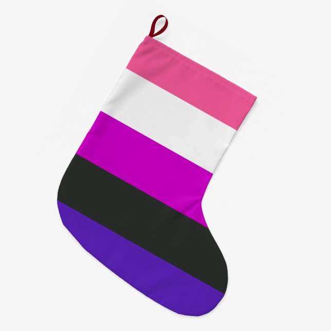 Grande Chaussette De Noël Drapeau de fierté genderfluid (Devant (Accrochage))