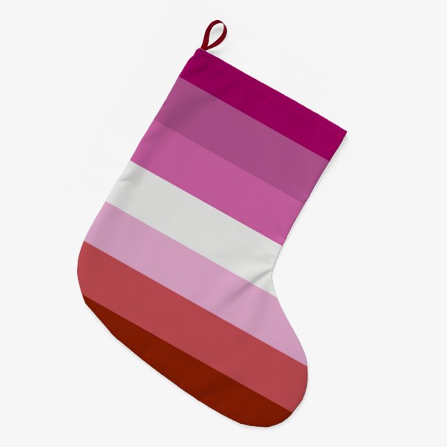 Grande Chaussette De Noël Drapeau de fierté lesbienne (Origine) (Devant (Accrochage))