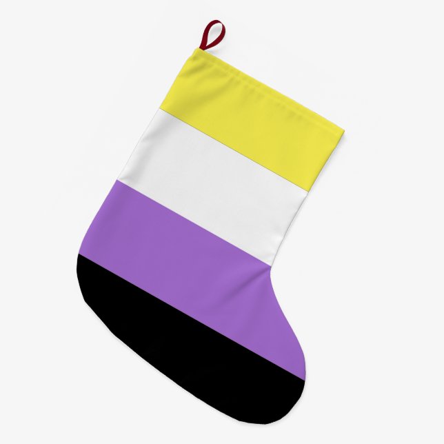 Grande Chaussette De Noël Drapeau de fierté non binaire (Devant (Accrochage))