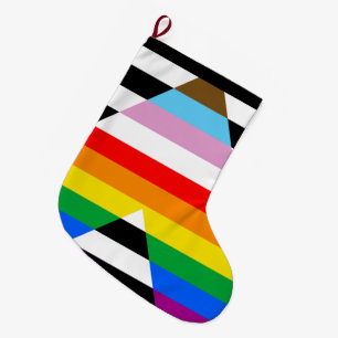 Grande Chaussette De Noël Drapeau de la fierté de progrès d'allié