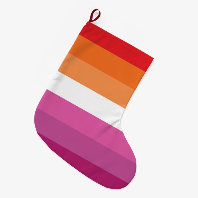 Grande Chaussette De Noël Drapeau de la fierté lesbienne (Devant (Accrochage))