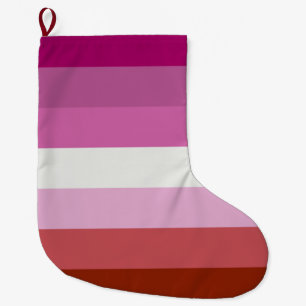 Grande Chaussette De Noël Drapeau de la fierté lesbienne rose