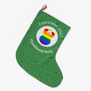 Grande Chaussette De Noël Drapeau de Noël ange blond Fierté Gay Personnalisé