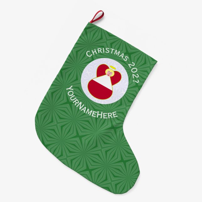 Grande Chaussette De Noël Drapeau de Noël Angel autrichien personnalisé (Devant (Accrochage))
