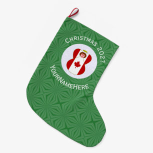 Grande Chaussette De Noël Drapeau de Noël de l'ange canadien personnalisé