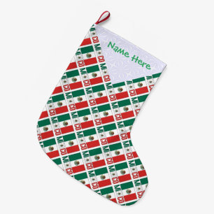 Grande Chaussette De Noël Drapeau du Mexique personnalisé en mosaïque