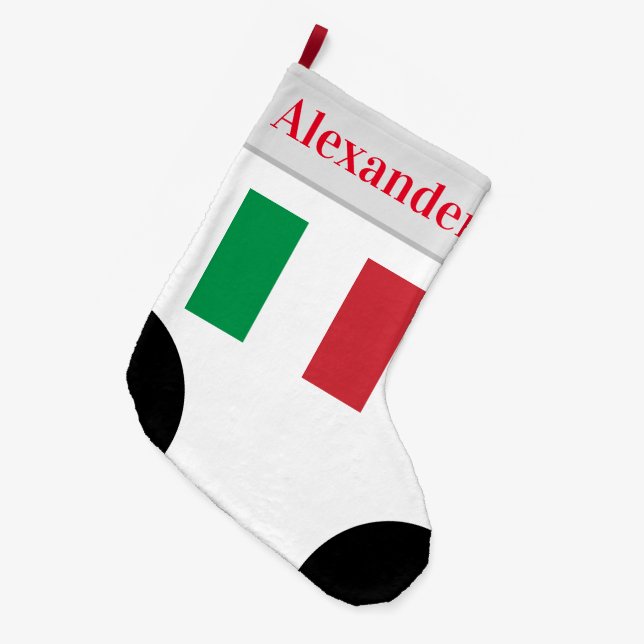 Grande Chaussette De Noël Drapeau italien Sock Design avec nom (Devant (Accrochage))