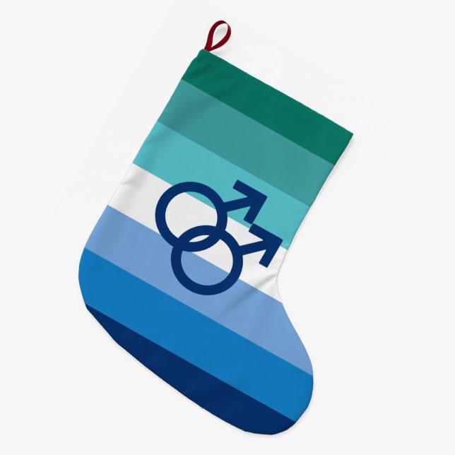 Grande Chaussette De Noël Drapeau MLM Gay Male Pride (Devant (Accrochage))