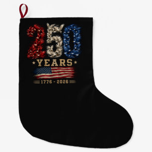 Grande Chaussette De Noël Drapeau patriotique de l'aigle américain 250 ans