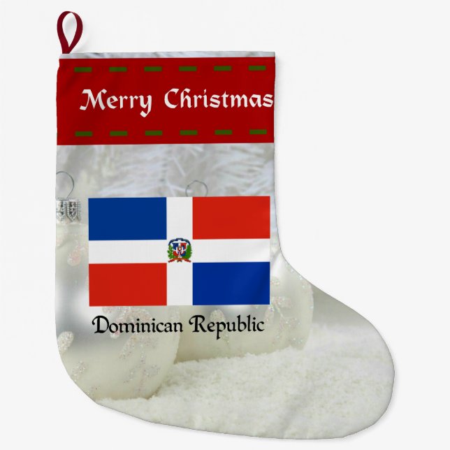 Grande Chaussette De Noël Drapeau République Dominicaine, design personnalis (Devant)