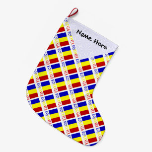 Grande Chaussette De Noël Drapeau Roumain Roumanie Personnalisation Noir Tit