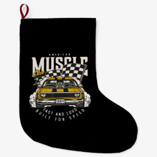 Grande Chaussette De Noël Drapeau vintage American Muscle Car Racing