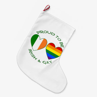 Grande Chaussette De Noël Drapeaux fiers irlandais et cœur gay Fierté et Irl