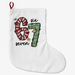 Grande Chaussette De Noël Drôle 6 7 Santa Squad Soixante-Sept Noël