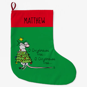 Grande Chaussette De Noël Drôle Noël mignon Souris Arbre Cartoon