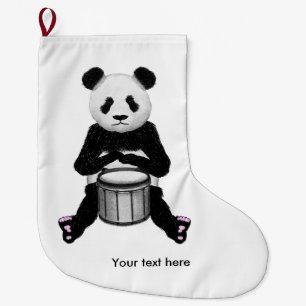 Grande Chaussette De Noël Drôle Panda Jouer des tambours
