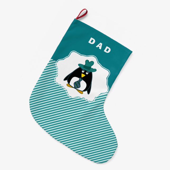 Grande Chaussette De Noël Drôle père pingouin père de Noël des bas (Devant (Accrochage))