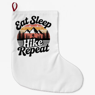 Grande Chaussette De Noël Drôle Randonnée Manger Dormir Randonner Répéter