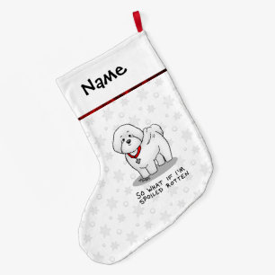 Grande Chaussette De Noël Drôle Tourbé Bichon Frise Chien - mignon