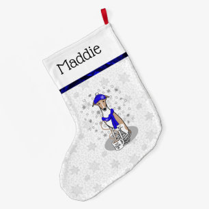 Grande Chaussette De Noël Écharpe à neige bleu hiver - Faune et blanc