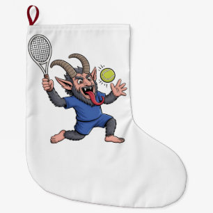 Grande Chaussette De Noël Éffrayant Krampus Jouer Tennis Noël