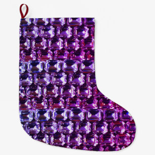 Grande Chaussette De Noël Élégant diamants de pierres précieuses violettes