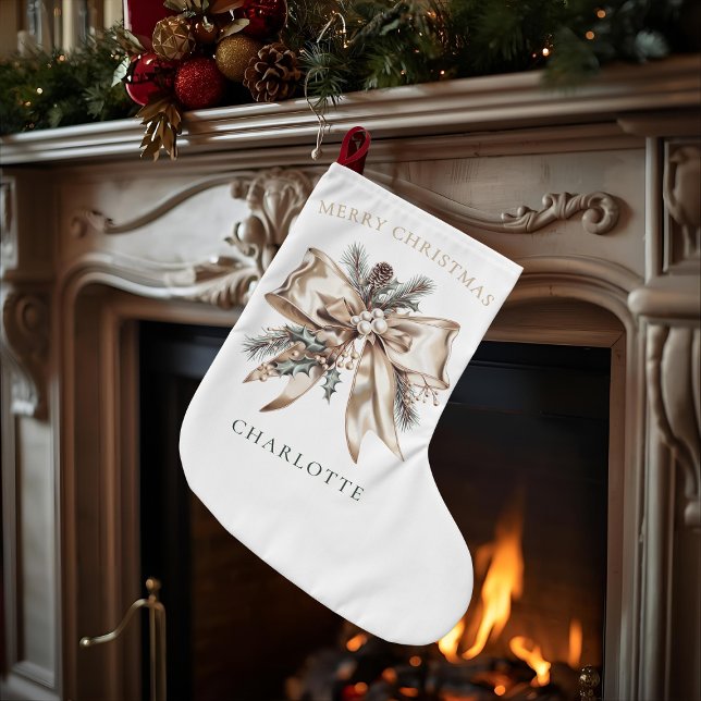 Grande Chaussette De Noël Elegant Personalized Christmas Stocking (Créateur téléchargé)