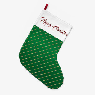 Grande Chaussette De Noël Élégante Grilles d'or vert Noël Stocker
