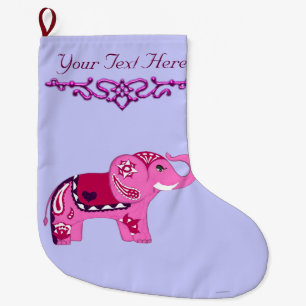 Grande Chaussette De Noël Éléphant de henné (rose/violet)