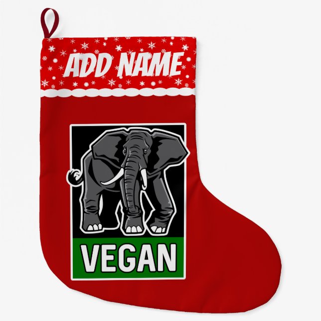 Grande Chaussette De Noël Éléphant végétalien (Devant)