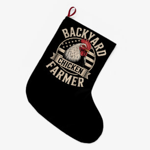 Grande Chaussette De Noël Éleveur de poulets de basse-cour Patriote américai