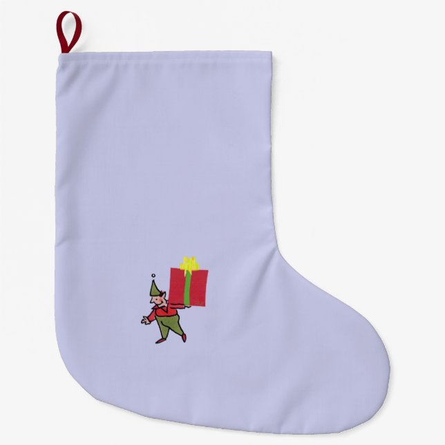 Grande Chaussette De Noël Elf avec boîte rouge semis de Noël grand (Devant)