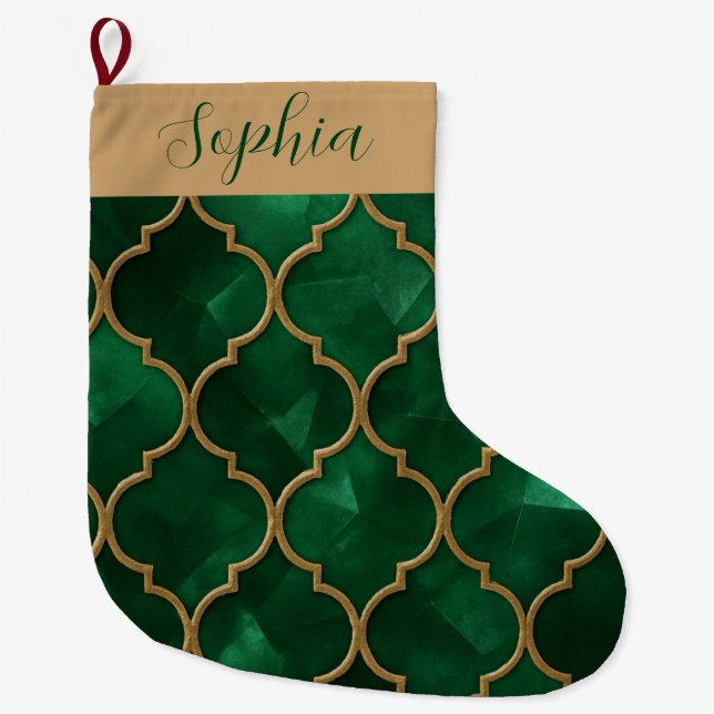 Grande Chaussette De Noël Emerald Moroccan Pattern – Luxury Style (Devant)
