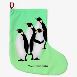 Grande Chaussette De Noël Empereur Penguin Avec Un Téléphone Mobile