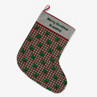 Grande Chaussette De Noël en vichy de Noël des années 1940 - Personnalisé