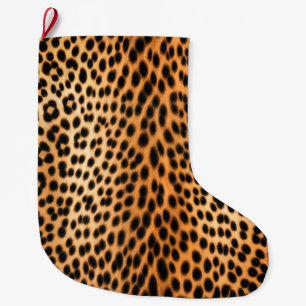 Grande Chaussette De Noël Énergie de Léopard Sauvage – Mode audacieuse à mot