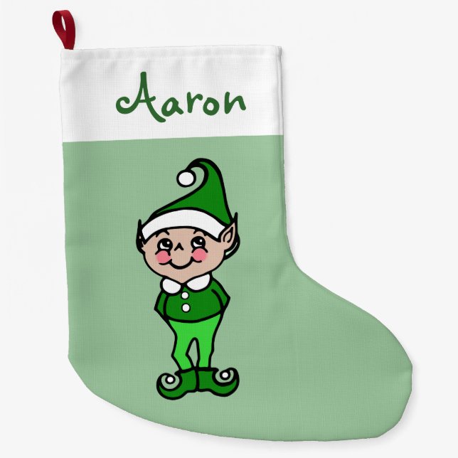 Grande Chaussette De Noël Enfants personnalisés Noël Elf Stocking (Devant)