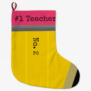Grande Chaussette De Noël Enseignant N°1 - Nbre 2 Crayon de Noël