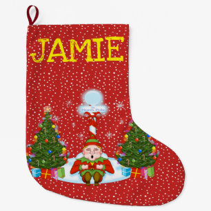 Grande Chaussette De Noël Épouse de Noël de l'elfe endormi