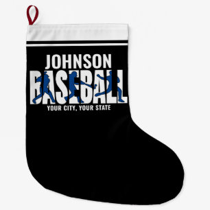 Grande Chaussette De Noël Équipe de baseball AJOUTER NOM Champion Joueur de