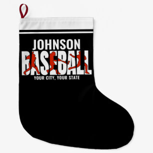 Grande Chaussette De Noël Équipe de baseball AJOUTER NOM Champion Joueur de