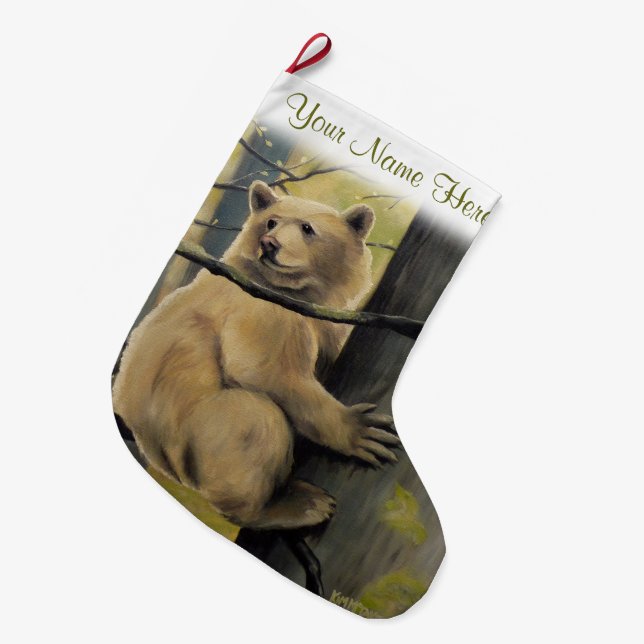 Grande Chaussette De Noël Esprit Ours Noël Stocking Kermode Stocking (Devant (Accrochage))