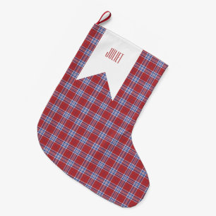 Grande Chaussette De Noël Etats-Unis Amérique Pays Couleurs Plaid Rouge Blan