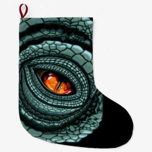 Grande Chaussette De Noël Étiquettes Cadeaux Œil de Prédateur Reptile Primit