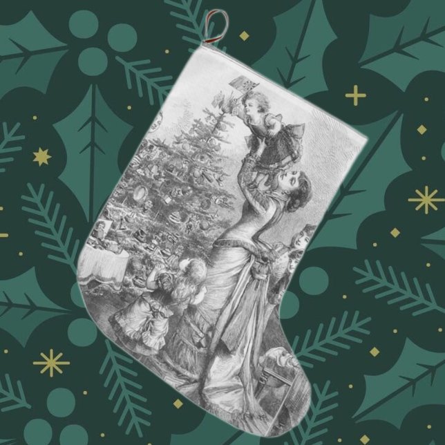 Grande Chaussette De Noël Étoile de Noël victorienne (Créateur téléchargé)