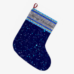 Grande Chaussette De Noël Étoiles bleues 2