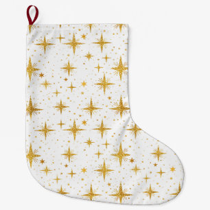 Grande Chaussette De Noël Étoiles Dorées